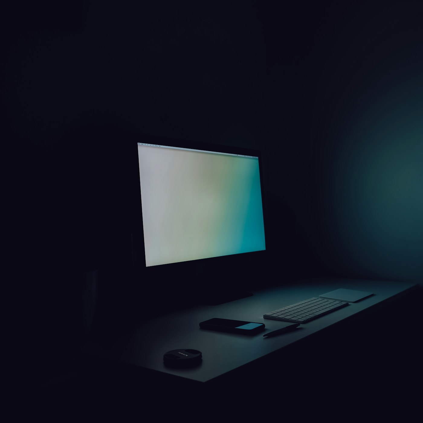 Late build session, monitor glow